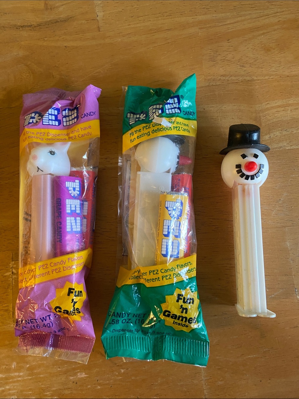 1990s vintage PEZ dispensers new in package rabbit and snowman. Opened snowman.
